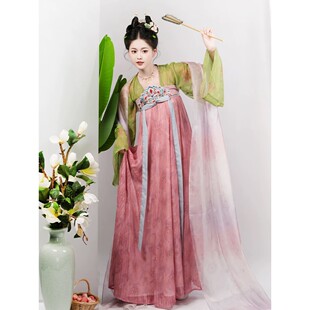 出租山迟【桃夭】汉服敦煌唐制复原风显瘦齐胸大袖襦裙伴娘服