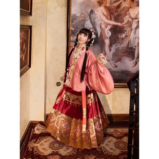 出租【十三余小豆蔻儿】熠熠金辉织金马面裙交领上袄明制汉服伴娘