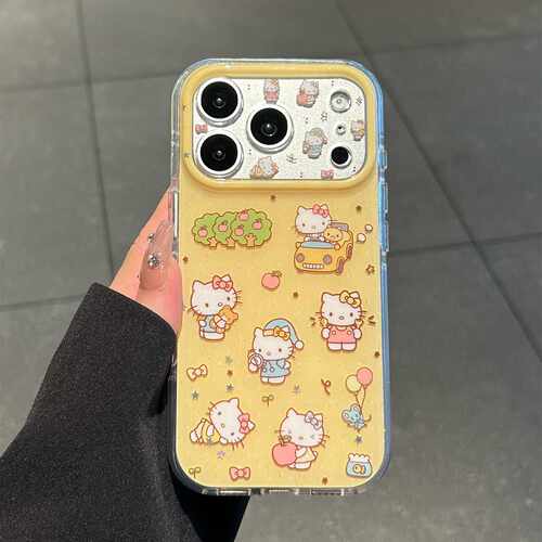 闪粉星星小汽车猫咪手机壳适用苹果17/16PRO小众防摔iPhone15/14P
