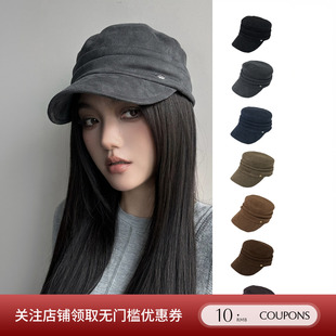 气质复古百搭麂皮绒平顶马术帽 设计师品牌25新品 SOLSOL HUG SOUL