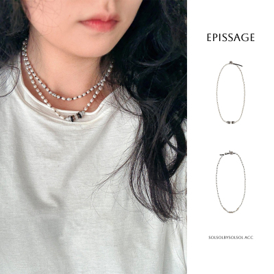 黑尖晶石珍珠项链EPISSAGE