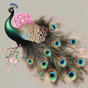 精美孔雀吉祥物贴纸客厅卧室墙上贴纸玄关门廊装饰画墙壁刮痕贴