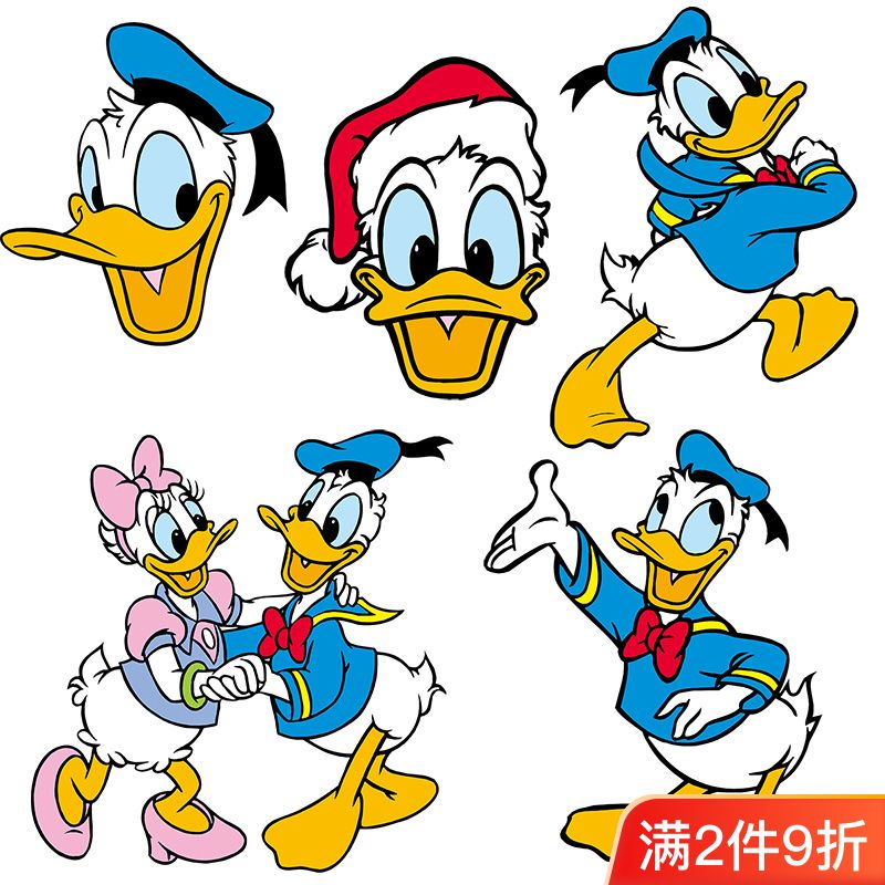 迪士尼经典卡通唐老鸭黛西怀旧防水车贴摩托贴机箱家电划痕贴墙贴