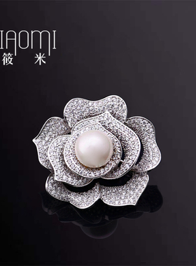 爱与美高贵玫瑰花胸针奢华大气百搭别针水晶珍珠配饰日韩简约胸花