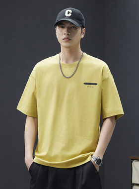 2025年夏季新款重磅短袖T恤男款琥珀迷雾时尚百搭圆领半袖体恤衫