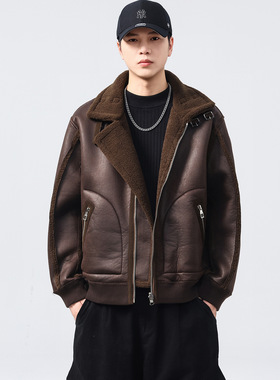 2025秋冬皮夹克男款冬季潮牌加厚高端保暖棉外套男装