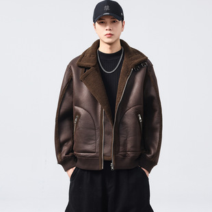 2025秋冬皮夹克男款冬季潮牌加厚高端保暖棉外套男装