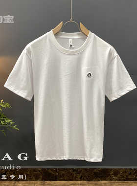短袖t恤男2024夏季新款透气柔软ins简约刺绣高端上衣休闲青年体恤