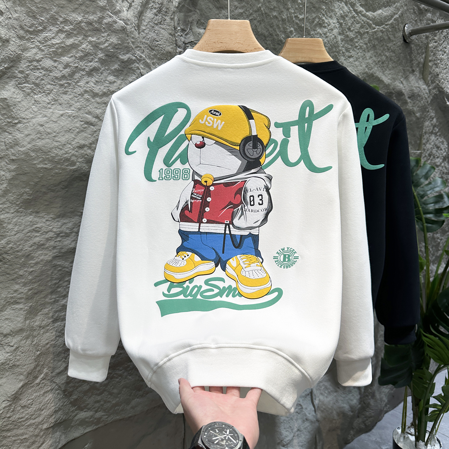 男士美式重磅卫衣秋季衣服圆领长袖上衣潮牌2025新款春秋男装