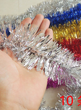 毛条彩条婚庆圣诞装饰品圣诞树装饰长2米宽6cm金银红蓝玫红色