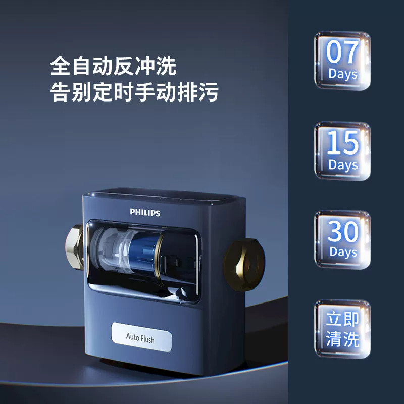 飞利浦全自动反冲洗前置过滤器AWP1886双级防堵抗污防爆抗冻7T