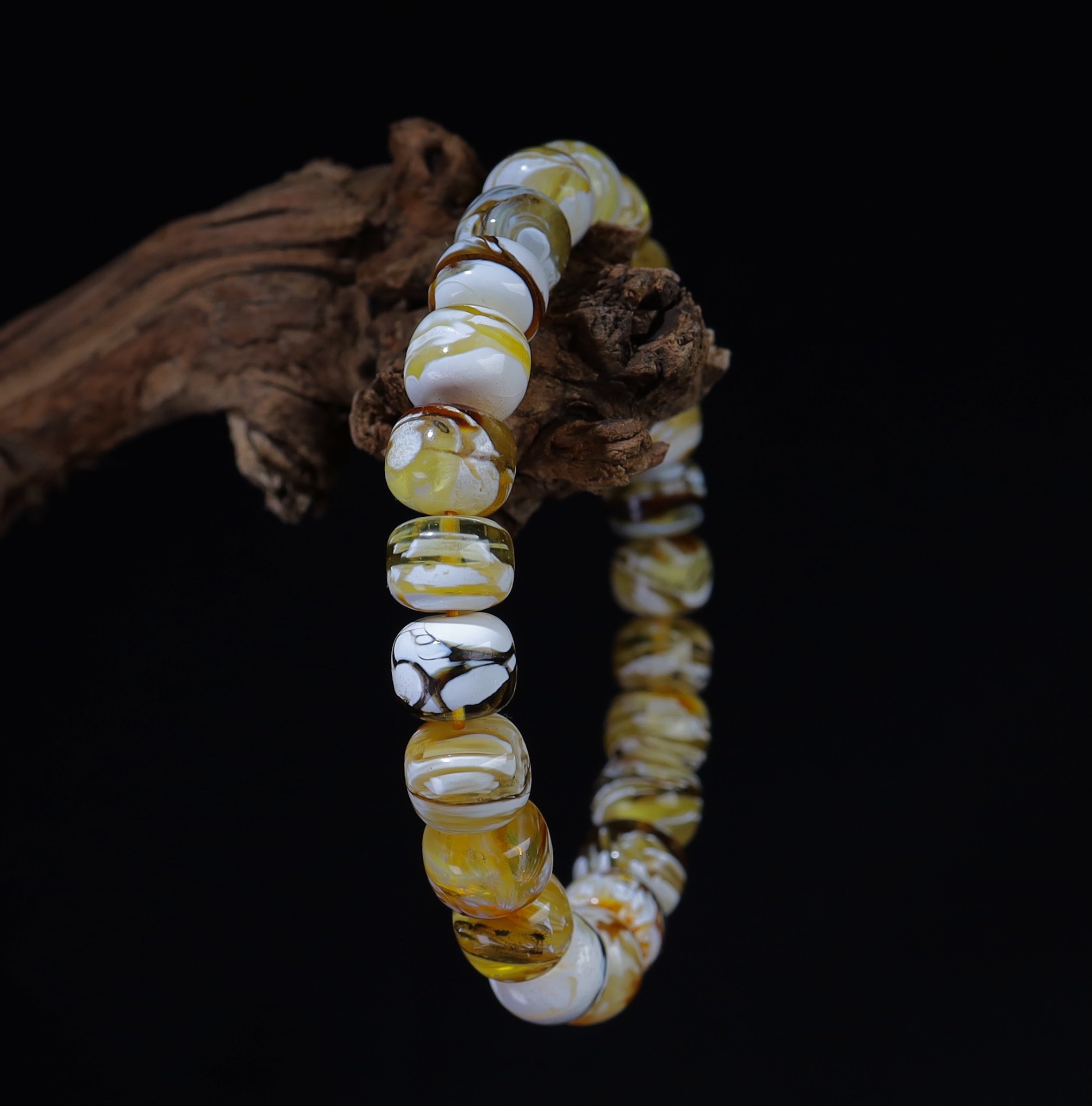 天然蜜蜡老型妖孽单圈手串金瓷白拉丝彩色拉丝直播间链接私拍无效