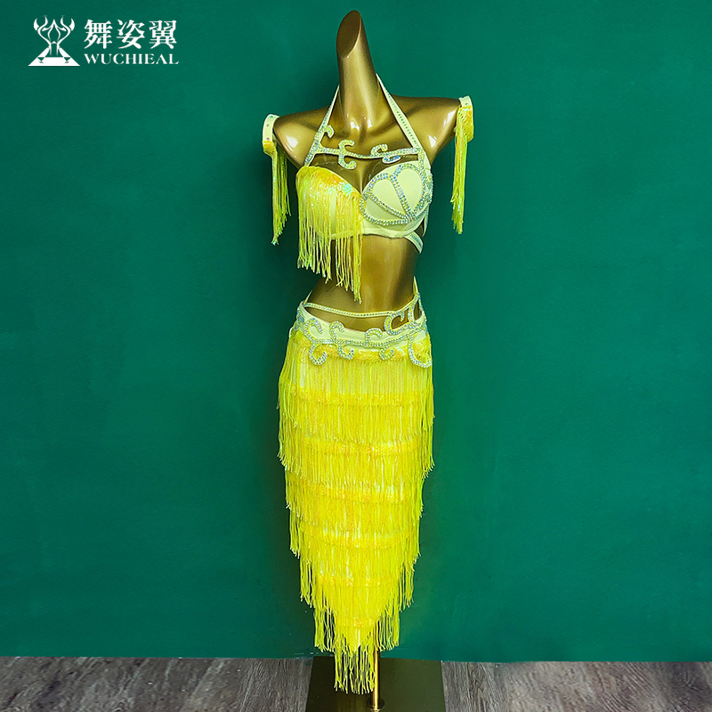 舞姿翼牛奶丝流苏鼓舞表演服成人女舞蹈演出服文胸裙子套装舞台服