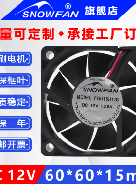 SNOWFAN6CM6015直流无刷12V大风力5500转双滚珠小型散热风扇风机