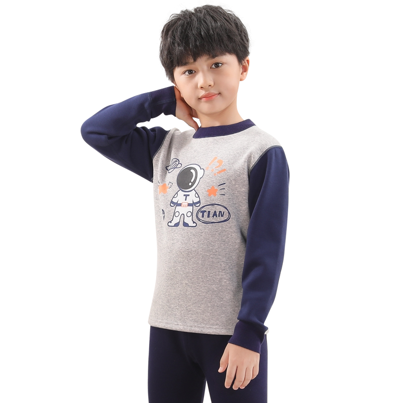 儿童保暖内衣套装纯棉男童加厚加绒男孩秋衣秋裤小孩秋冬睡衣裤
