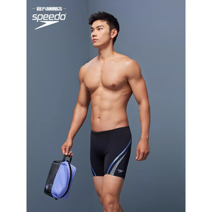 Speedo/速比涛 电气矩阵黑标复刻鲨鱼皮 渐变竞速中长泳裤男新款