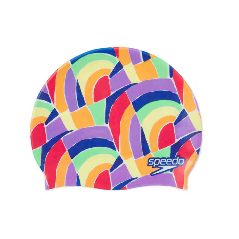 Speedo/速比涛泳帽男女Pride泳帽时尚印花不勒头硅胶防水游泳帽