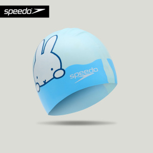 Speedo/速比涛miffy联名款泳帽儿童贴合护发游泳比赛泳帽不勒头