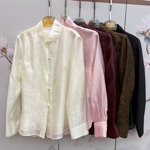 2026春天丝荷叶花边立领纯色上衣简约通勤打底衬衫亲肤透气防晒衣