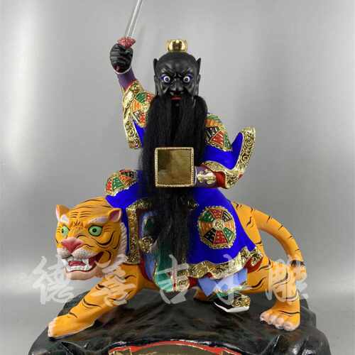 线雕张道陵天师香樟木古典漆线雕