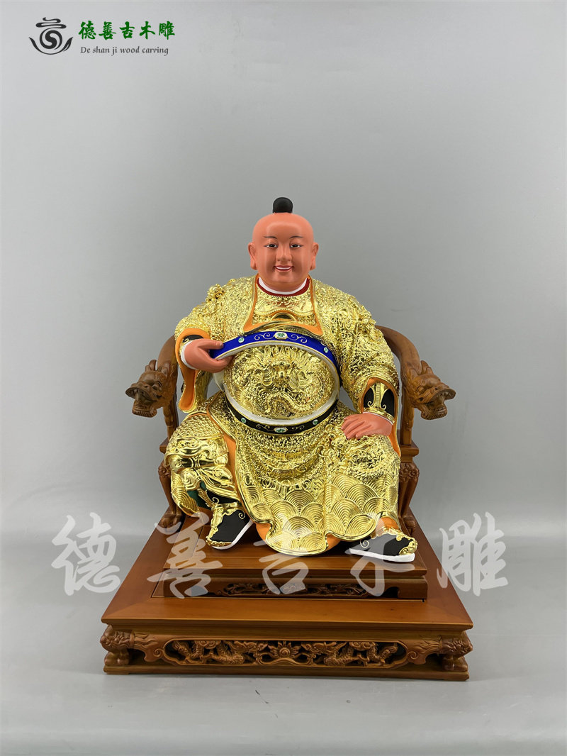 木雕哪吒三太子中坛元帅人物神像脱椅香樟木真金细线德善吉精品
