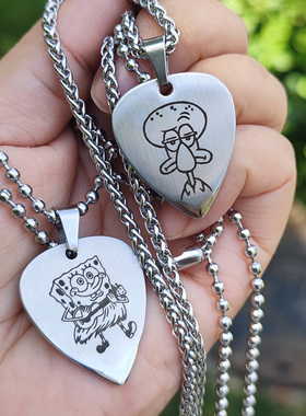 海绵宝宝吉他拨片项链动漫二次元卡通简笔画手绘章鱼哥派大星周边