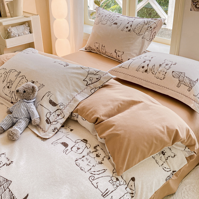 2025新款秋冬季全棉磨毛床上四件套1.8m加厚保暖纯棉床单被套床品