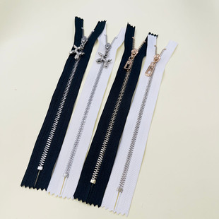 纯铜 3号金属闭尾黑色白色连衣裙后背拉链领口裙口袋拉索拉链配件