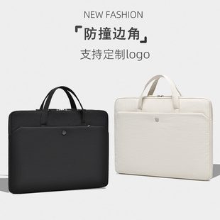 男轻薄防震手提电脑包通勤防水笔记本包包单肩斜挎商务女公文包定制logo适用华为14小米15荣耀苹果13联想16寸
