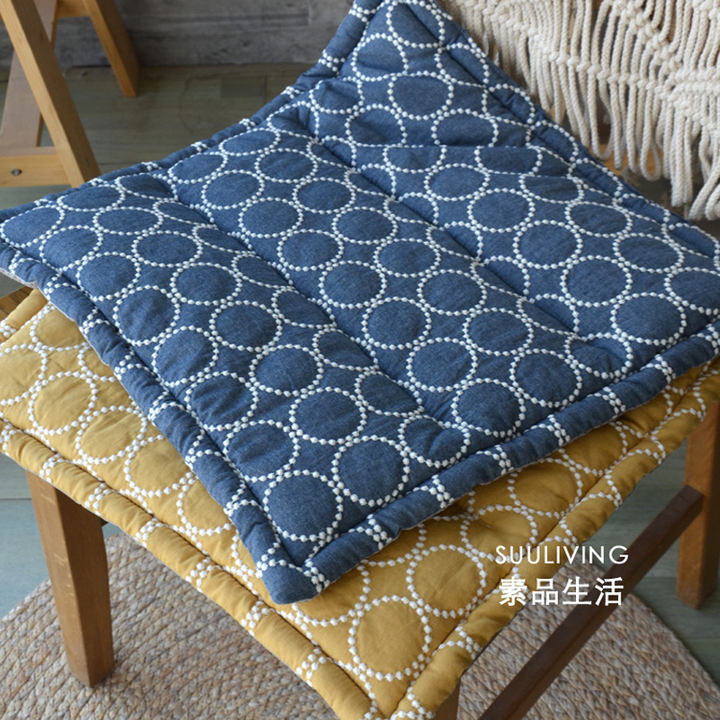 法式刺绣棉麻薄款坐垫椅垫子座垫