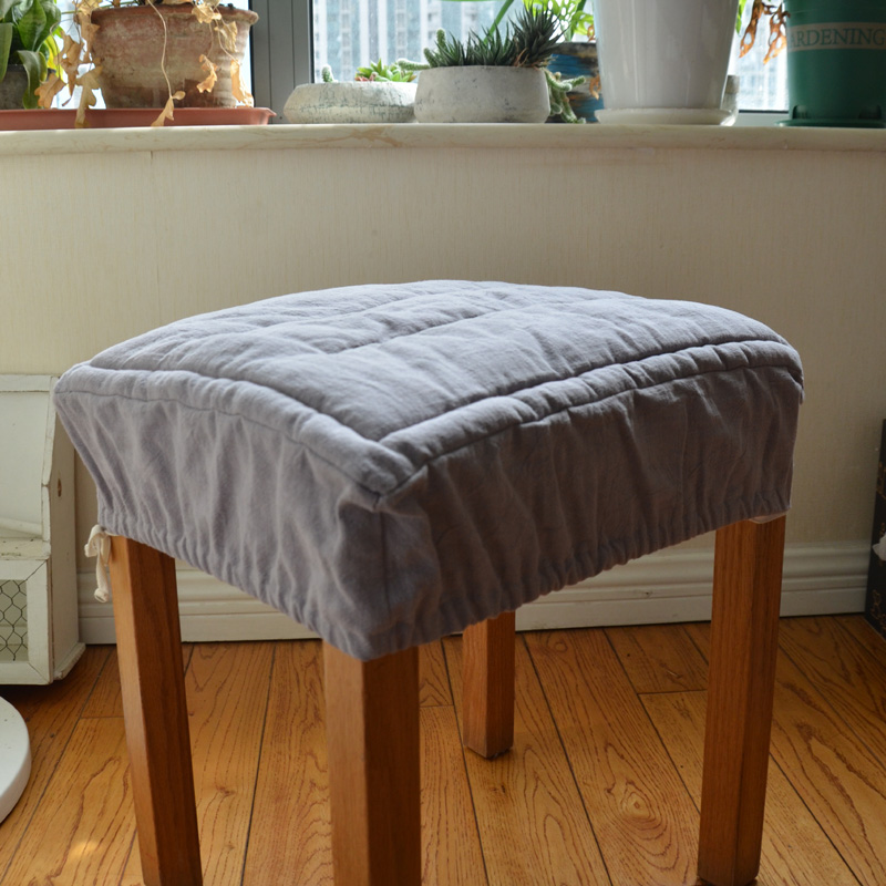 凳子坐垫套苎麻棉麻透气简约现代