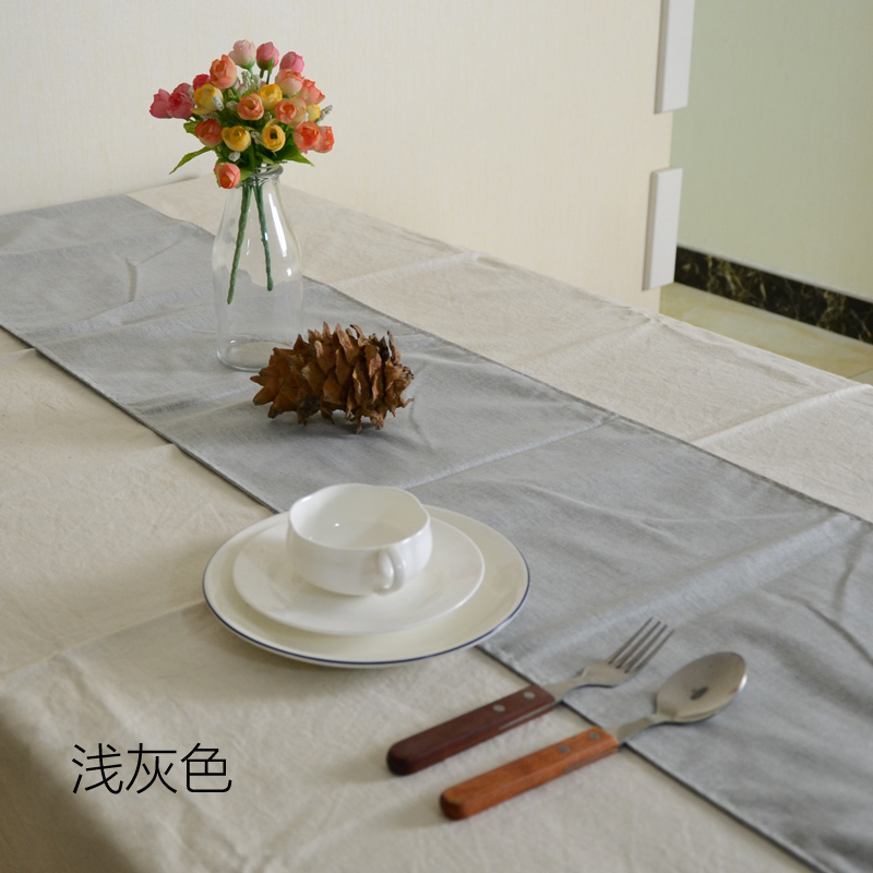 清仓日式灰色餐桌旗布艺