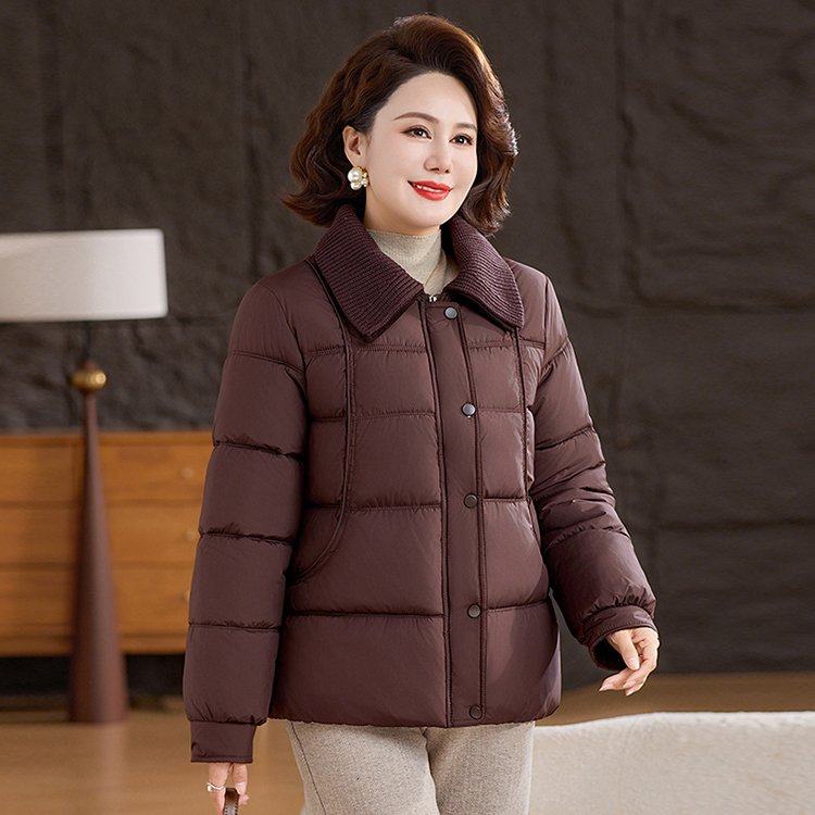 9206时尚厚棉衣时尚翻领短款棉袄中老年妈妈装冬季高品质棉服大码
