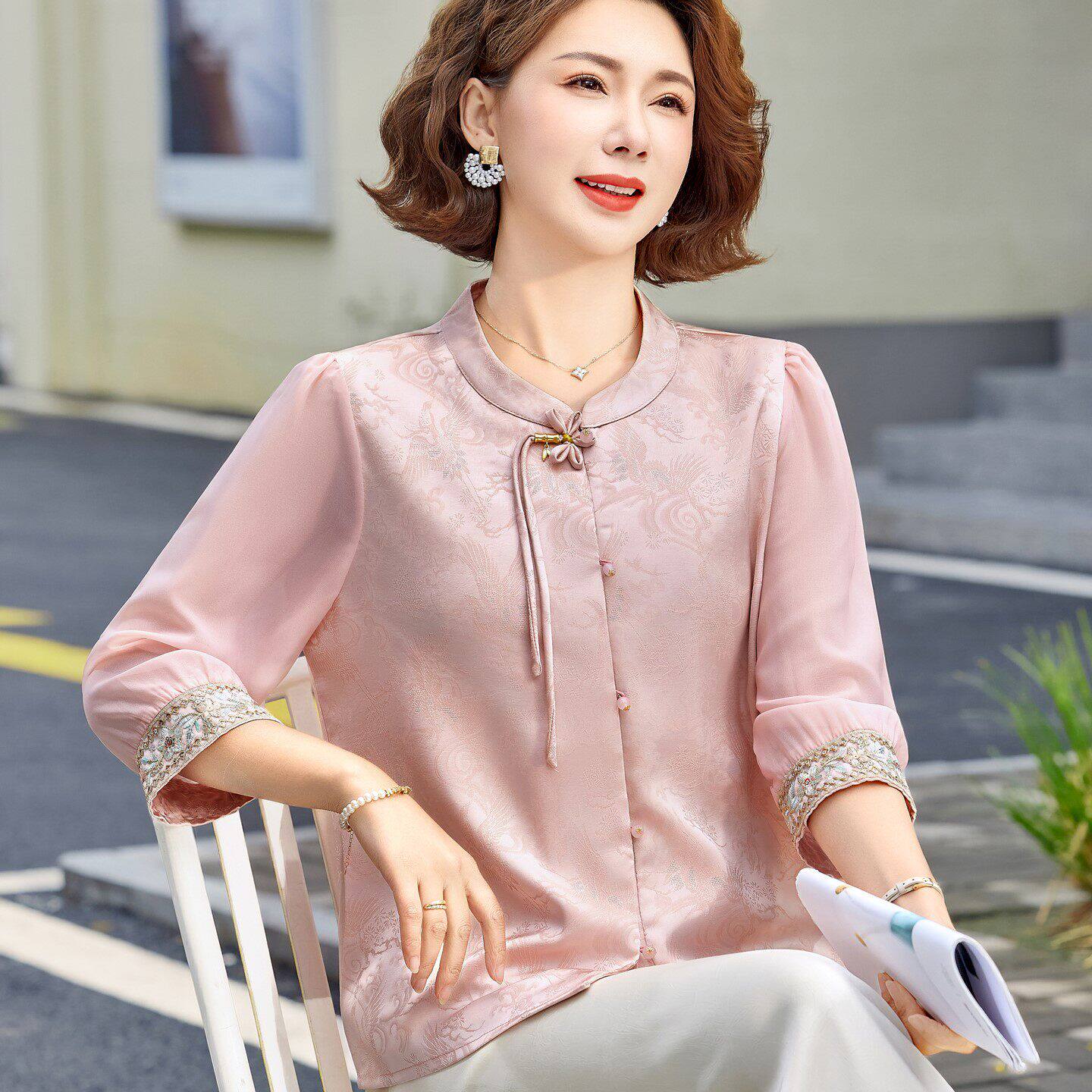 母亲节妈妈中袖T恤九分裤套装
