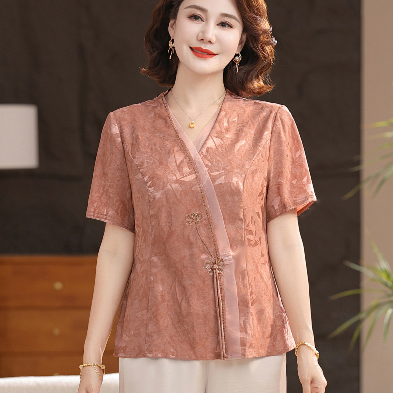 新中式妈妈衬衣夏季透气两件套