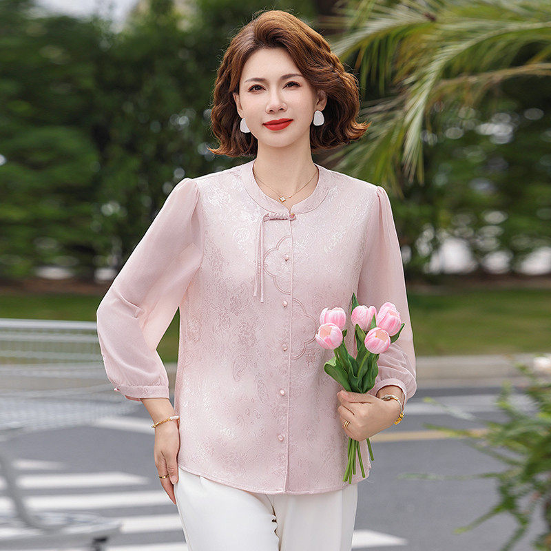 新中式妈妈春秋洋气衬衫外套