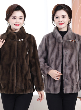 9289妈妈外套新款秋冬洋气高档中老年人女防水绒毛绒一体大衣短款