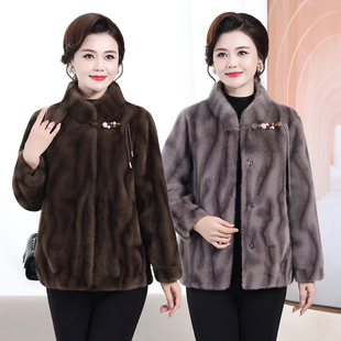 9289妈妈外套新款秋冬洋气高档中老年人女防水绒毛绒一体大衣短款