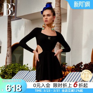 时尚 裙式 高级感显瘦温泉度假 系列女士连体泳衣长袖 BE范德安时尚