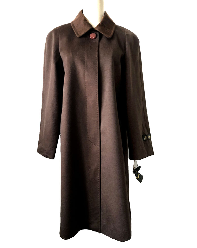 vintage气质长款咖色大衣精品