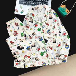 儿童睡衣男童秋冬季长袖云朵棉卡通可爱蜡笔小新中大童家居服套装