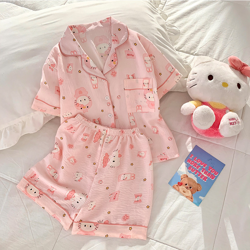 亲子儿童夏季新款可爱卡通睡衣女