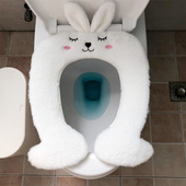 可爱小兔子毛绒保暖马桶垫子秋冬四季 通用马桶垫圆型家用马桶垫