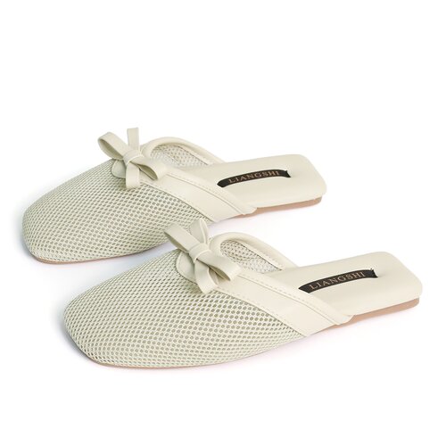 法式网纱镂空蝴蝶结情侣包头拖鞋