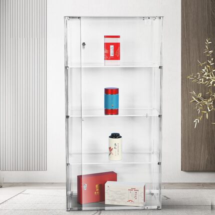 亚克力展示柜有机玻璃塑料盒子玩具模型精品透明柜带锁展示架收纳