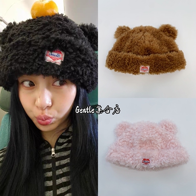 basicks 25新许允真名井楠同款可爱毛绒小熊耳朵羊羔毛保暖护耳帽