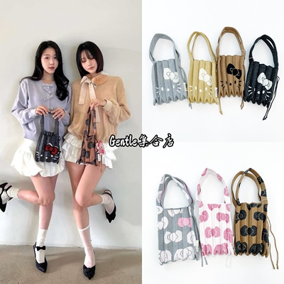 joseph stacey 25新凯蒂猫联名百褶可爱针织手提包风琴包褶皱包