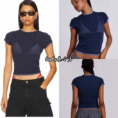 比基尼文胸假两件撞色短袖 现货 T恤 26新款 修身 Jaded London