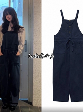 在途 Viaplain 26春夏新款 通勤宽松休闲抽绳连体裤背带裤女