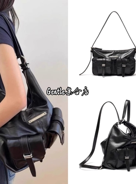 在途 MatinKim 25新款双口袋大容量甜酷机车风双肩包通勤包单肩包